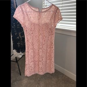 Pink shift lace dress